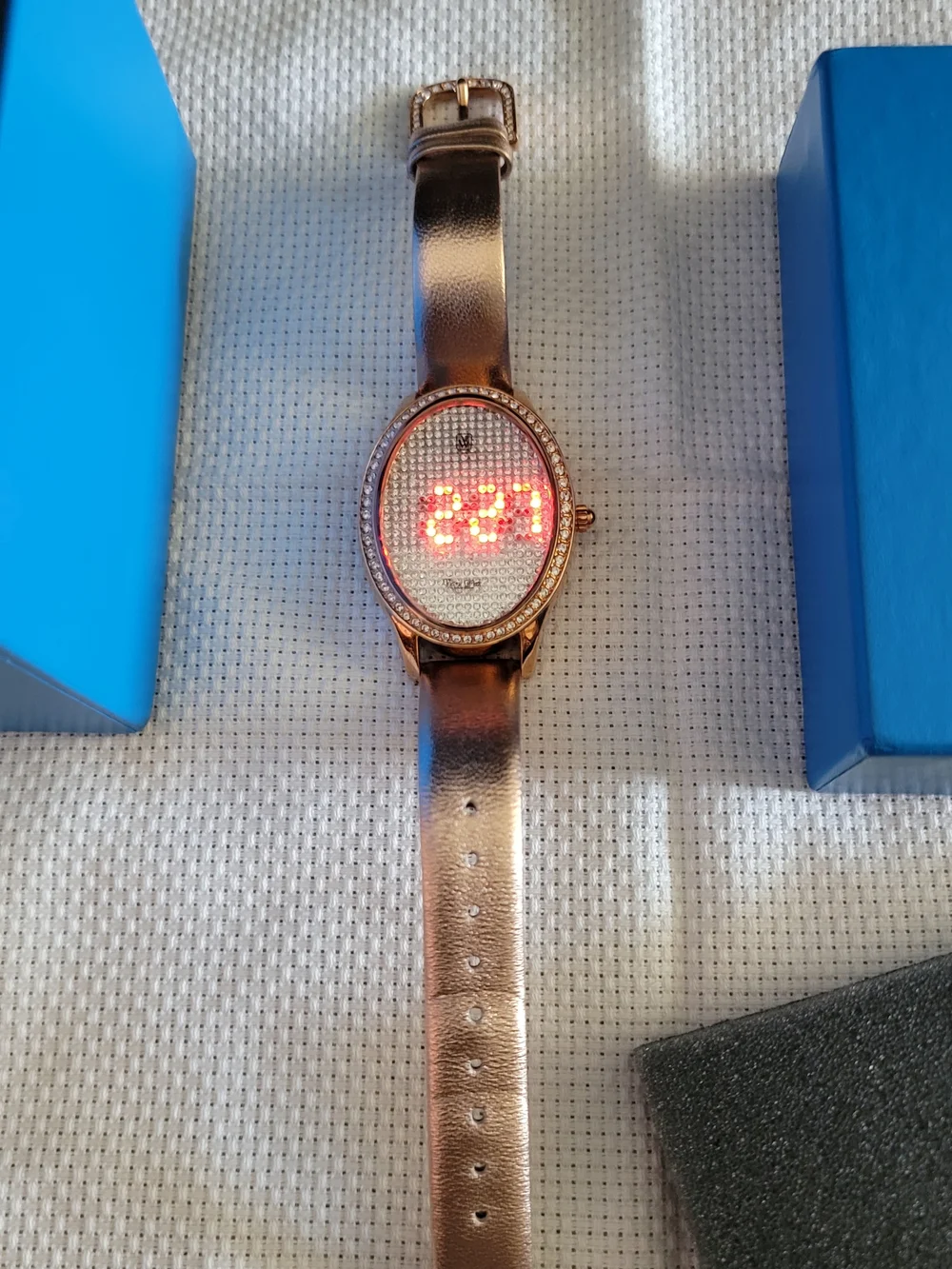 Victoria Wieck Rose Gold Crystal Digital with Metallic Strap